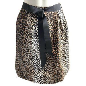 White House Black Market Size 6 Animal Print Belted A-line Skirt